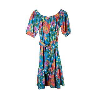 Tucker NYC Off The Shoulder Ruffle Hem Midi Floral Print Dress Size Small